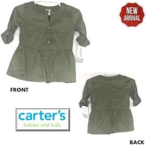 CARTER'S Sateen Button-Front Long Sleeves NWT